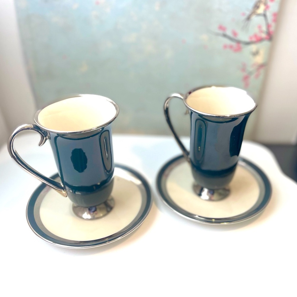 Flintridge China Irish Coffee / Tea Cups and Saucers Set of 2